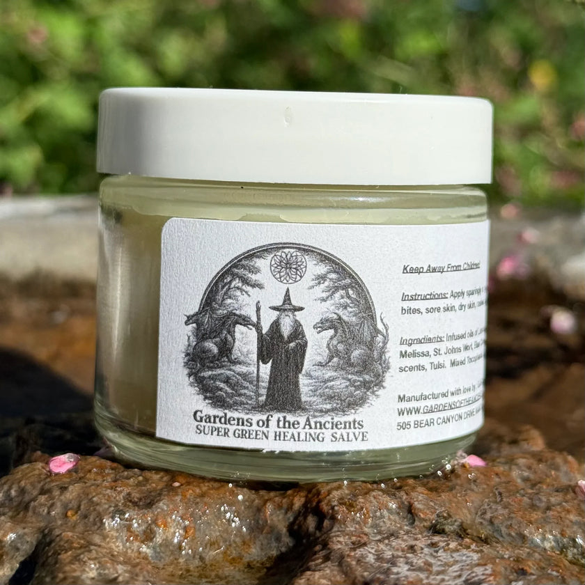 Super Green Healing Salve – handmade herbal salve at GARDENS OF THE ANCIENTS®