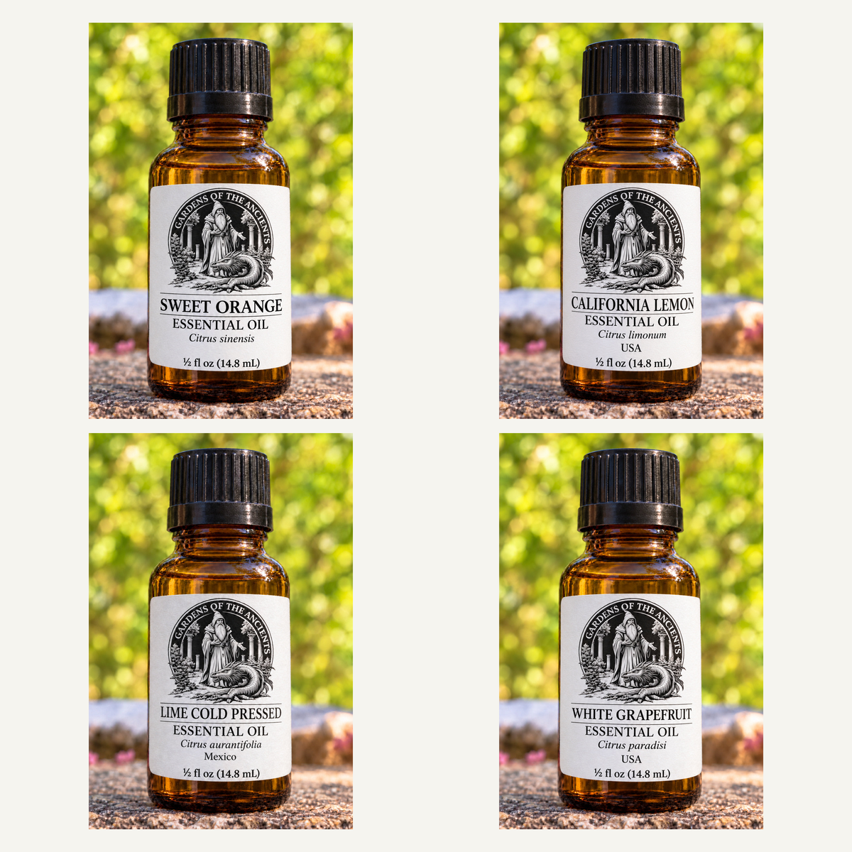 Citrus Essential Oil Set – Sweet Orange, Lemon, Lime & Grapefruit – GARDENS OF THE ANCIENTS®