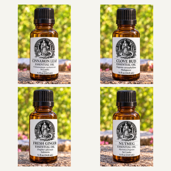 Warm Spice Essential Oil Set – Cinnamon Leaf, Clove Bud, Ginger & Nutmeg – GARDENS OF THE ANCIENTS®